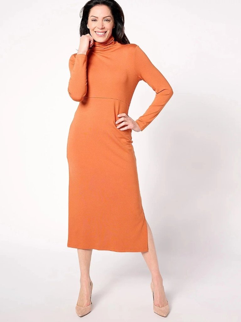 Women With Control Regular Tummy Control Midi Dress Deep Ocean Blue, Nwt